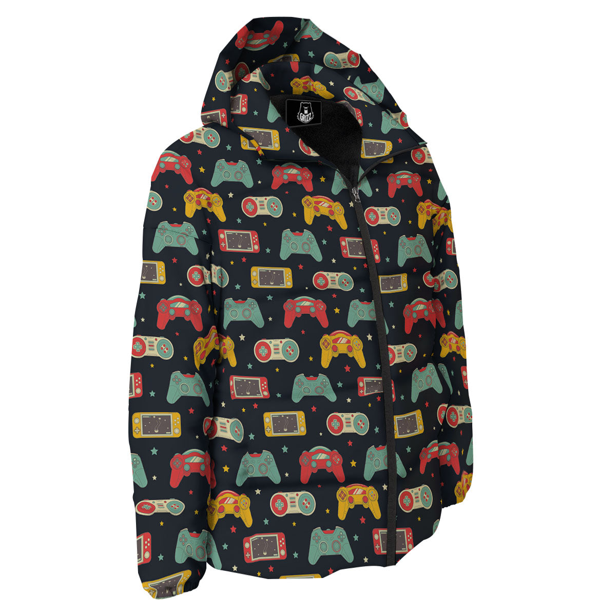 Gadgets Video Game Print Pattern Down Jacket-grizzshop