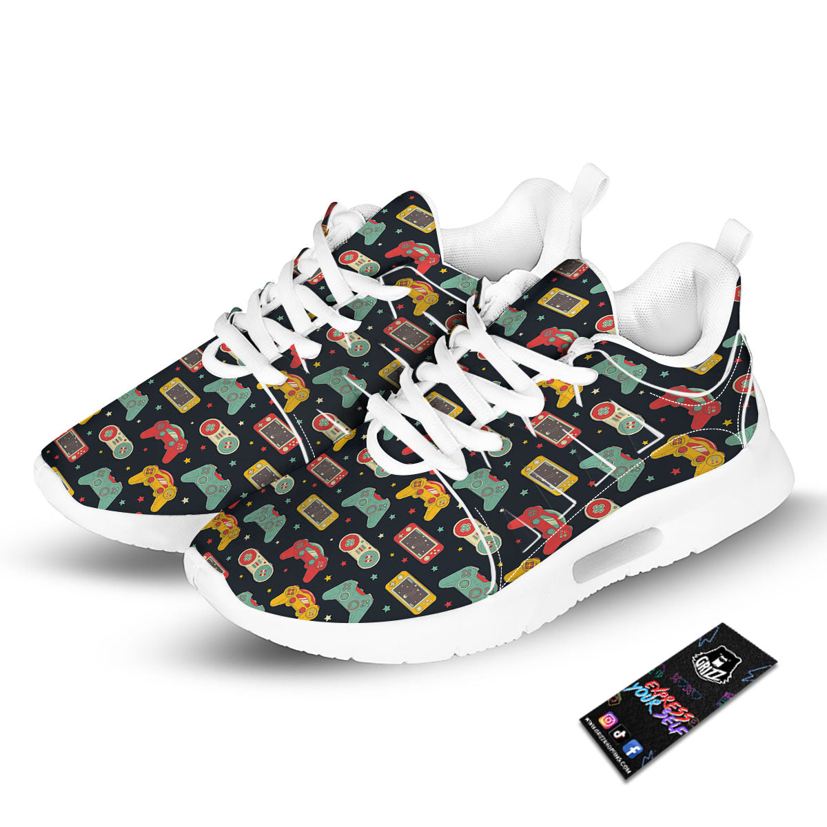Gadgets Video Game Print Pattern Tennis Shoes-grizzshop