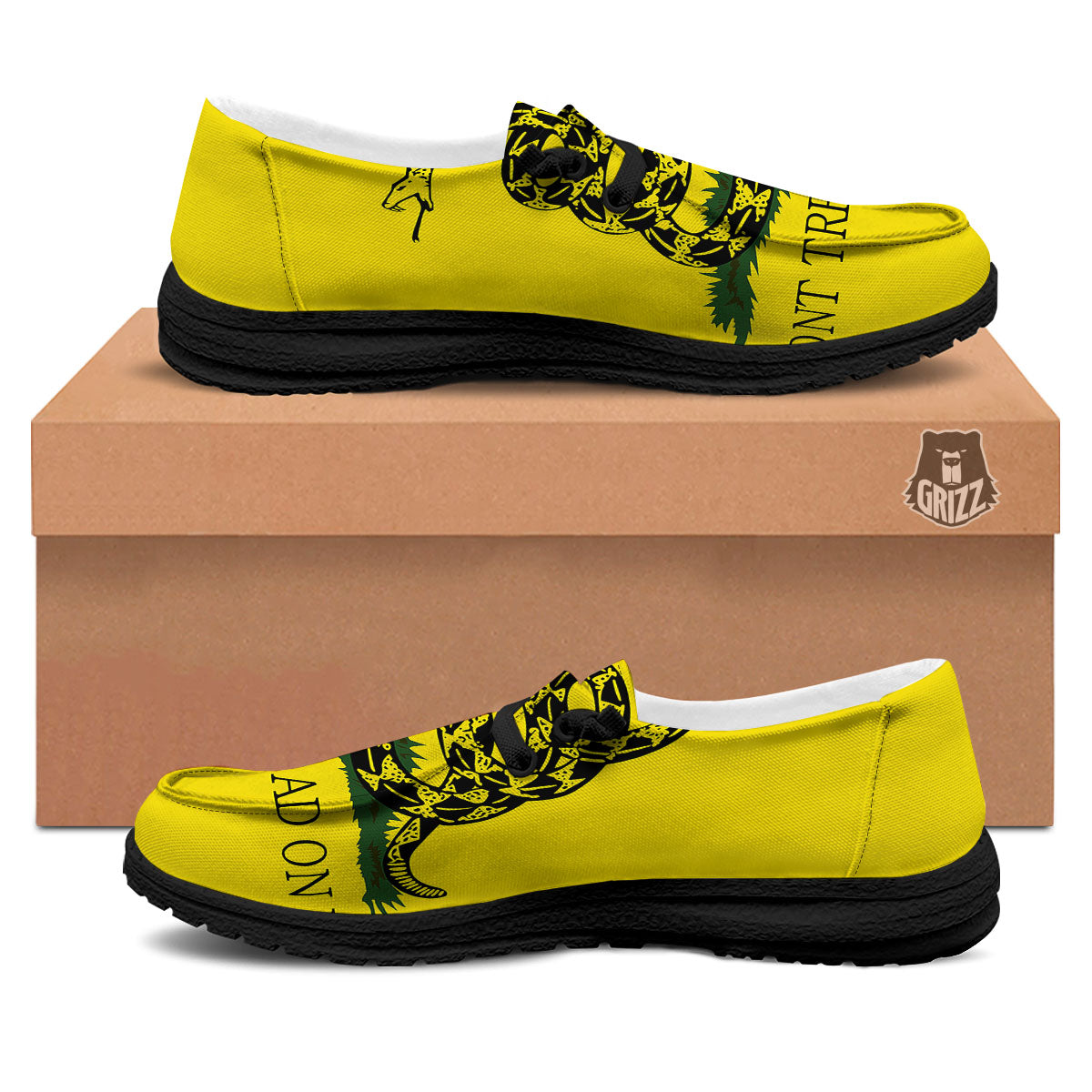 Gadsden Flag Don't Tread On Me Print Black Loafers-grizzshop
