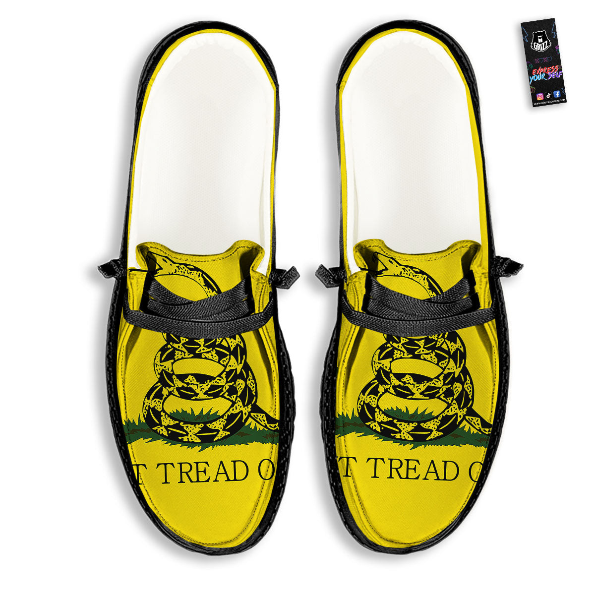 Gadsden Flag Don't Tread On Me Print Black Loafers-grizzshop