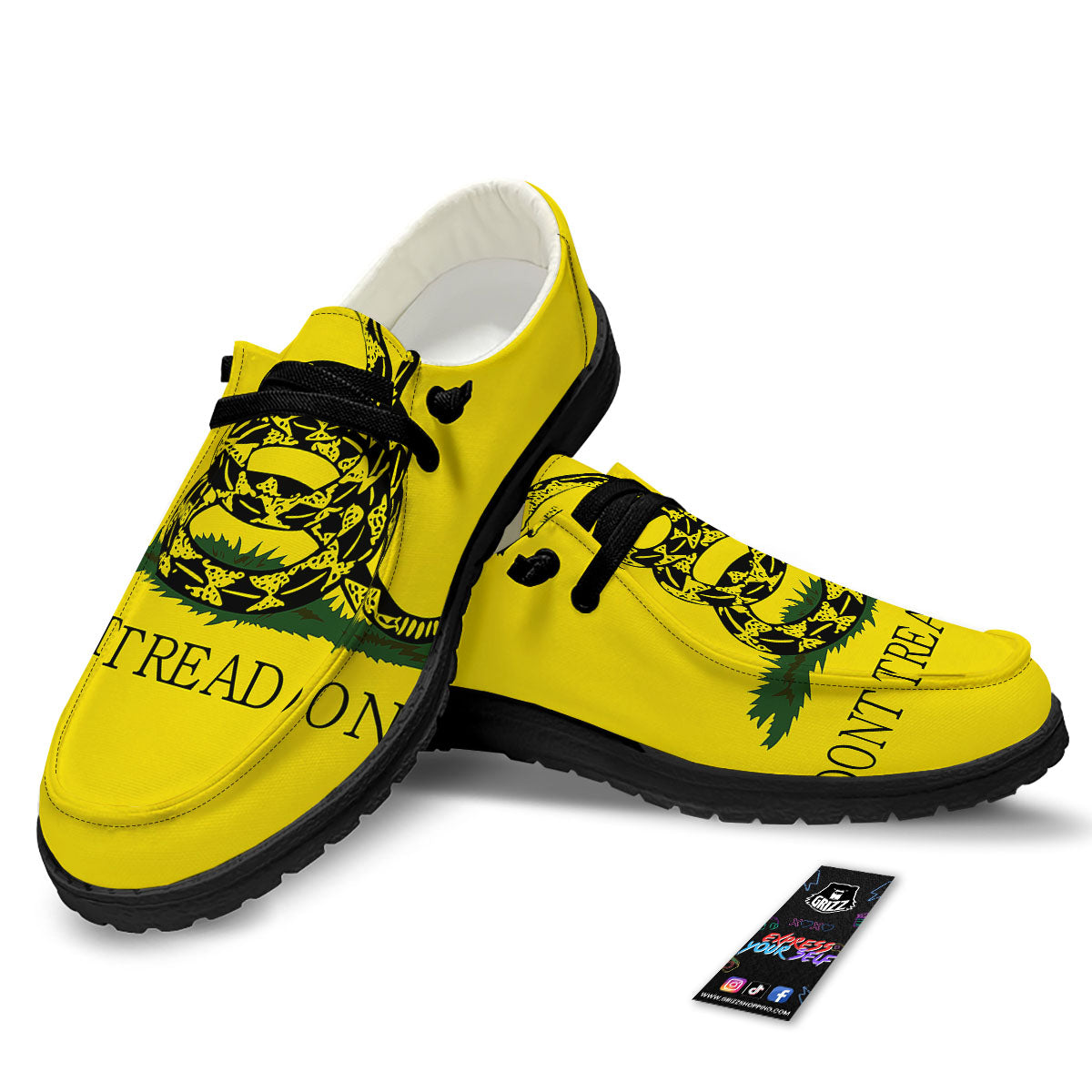 Gadsden Flag Don't Tread On Me Print Black Loafers-grizzshop