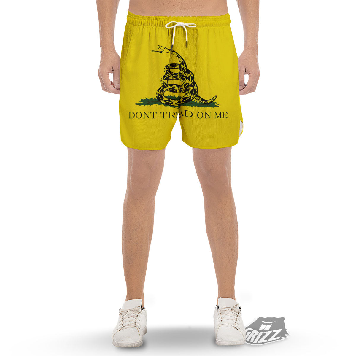 Gadsden Flag Don't Tread On Me Print Men's Gym Shorts-grizzshop