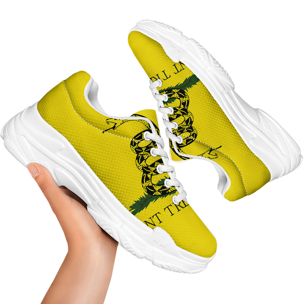 Gadsden Flag Don't Tread On Me Print White Chunky Shoes-grizzshop