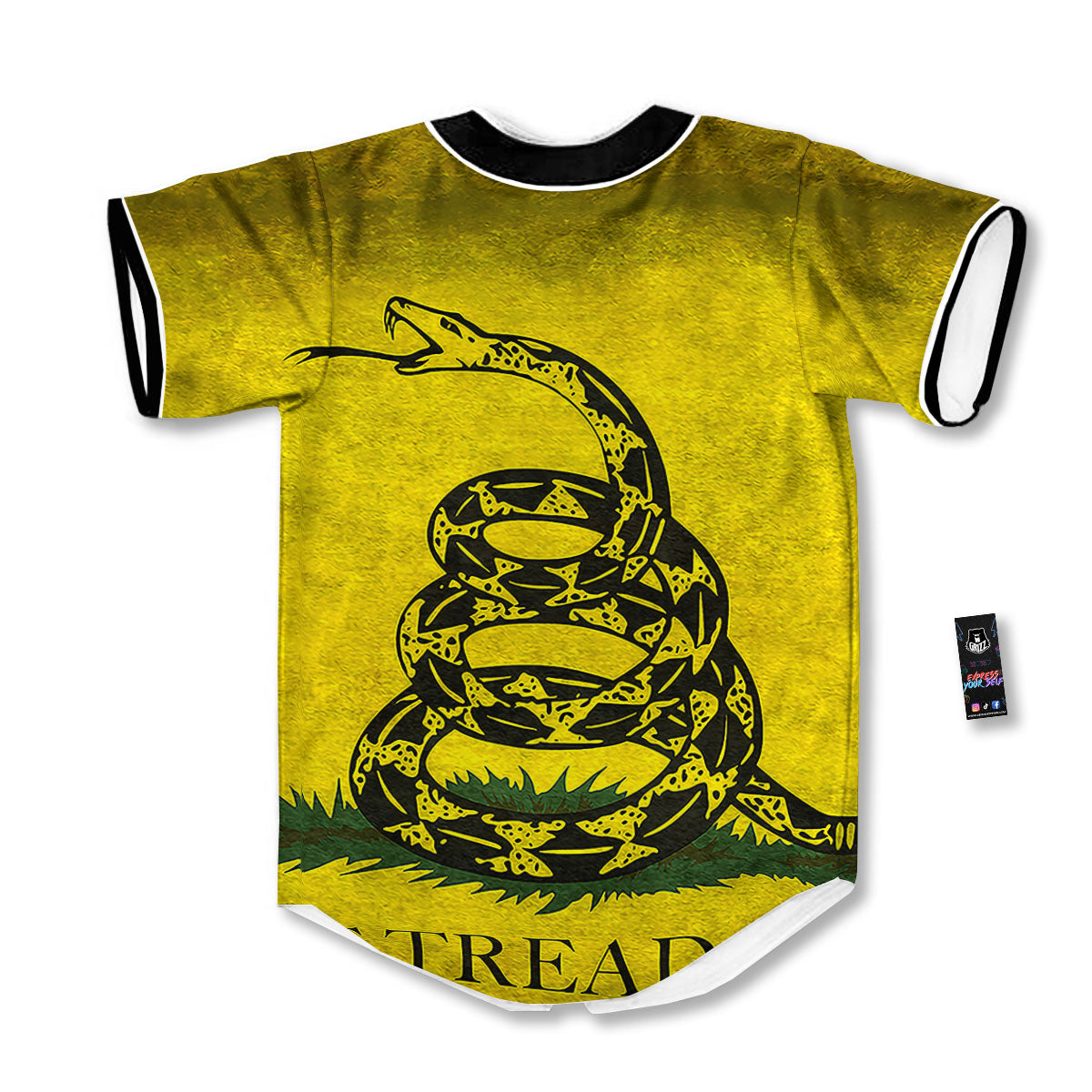 Gadsden Flag Grunge Print Baseball Jersey-grizzshop