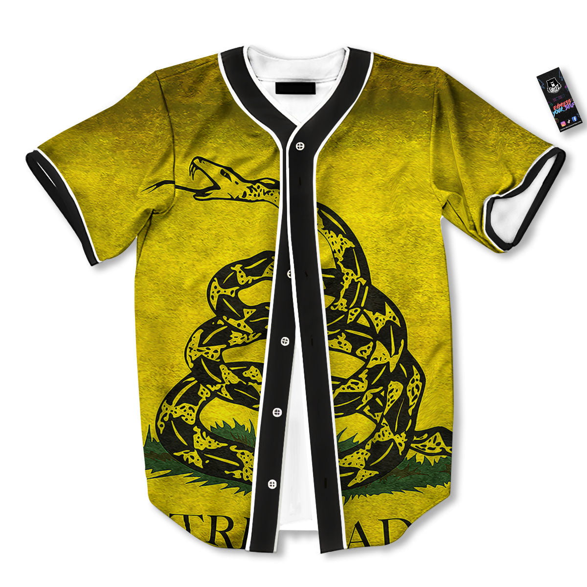 Gadsden Flag Grunge Print Baseball Jersey-grizzshop