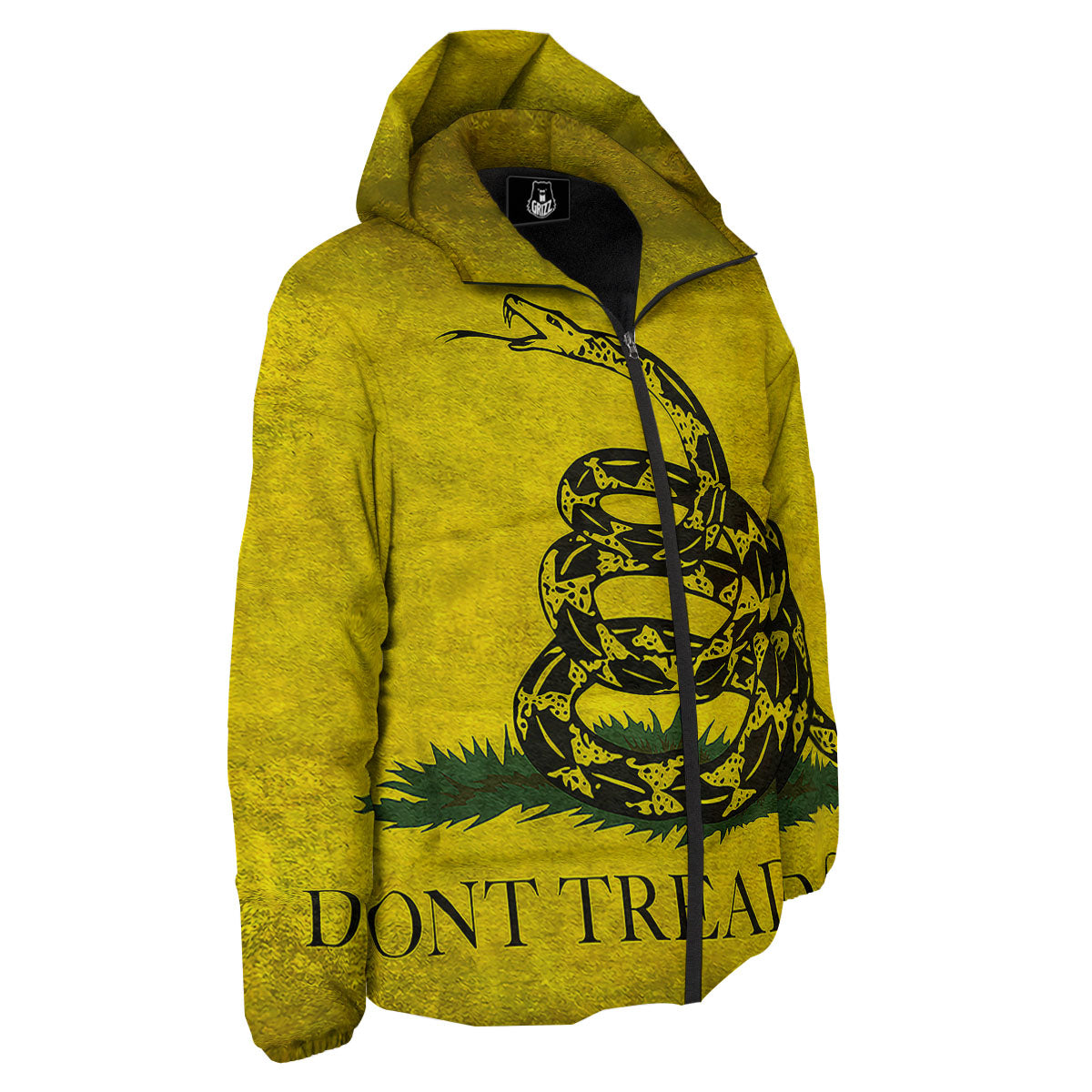 Gadsden Flag Grunge Print Down Jacket-grizzshop