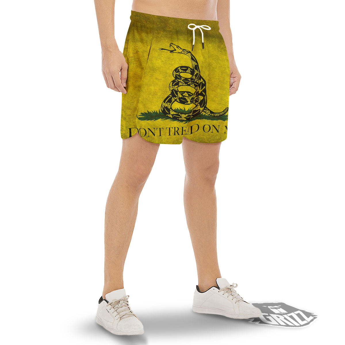 Gadsden Flag Grunge Print Men's Gym Shorts-grizzshop