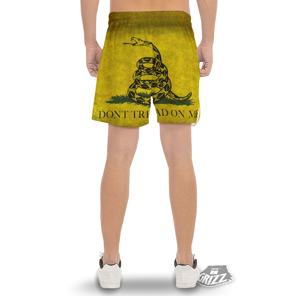 Gadsden Flag Grunge Print Men's Gym Shorts-grizzshop