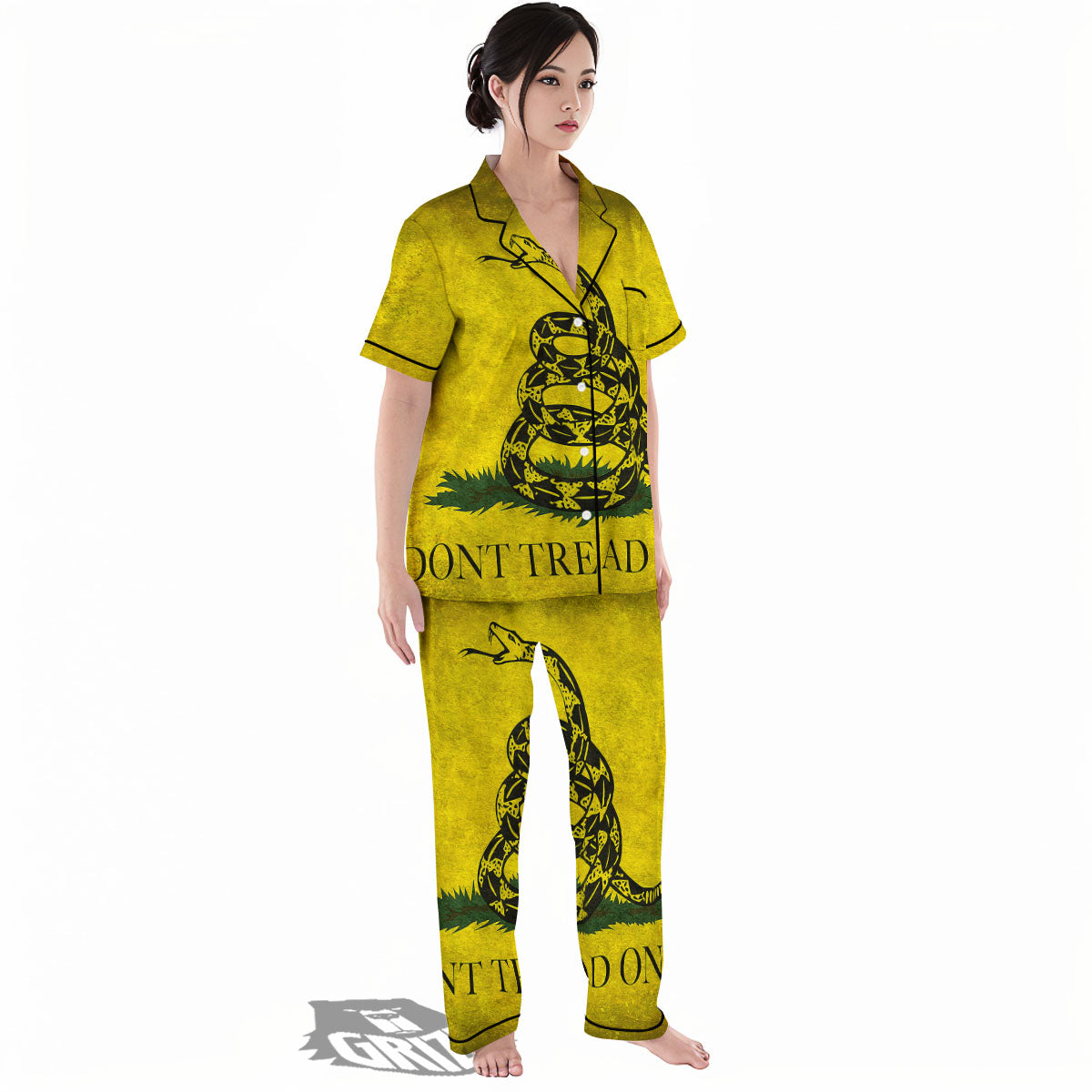 Gadsden Flag Grunge Print Women's Pajamas Set-grizzshop
