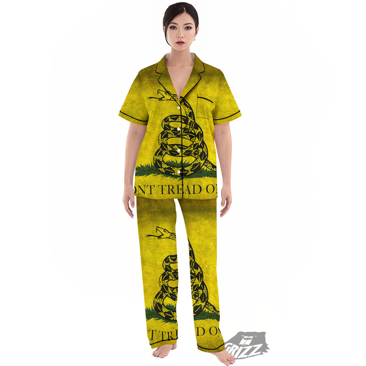 Gadsden Flag Grunge Print Women's Pajamas Set-grizzshop