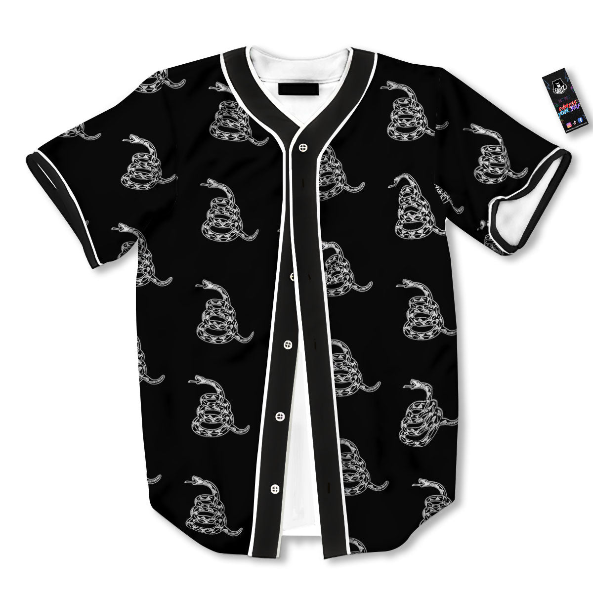 Gadsden Flag Symbol Print Pattern Baseball Jersey-grizzshop