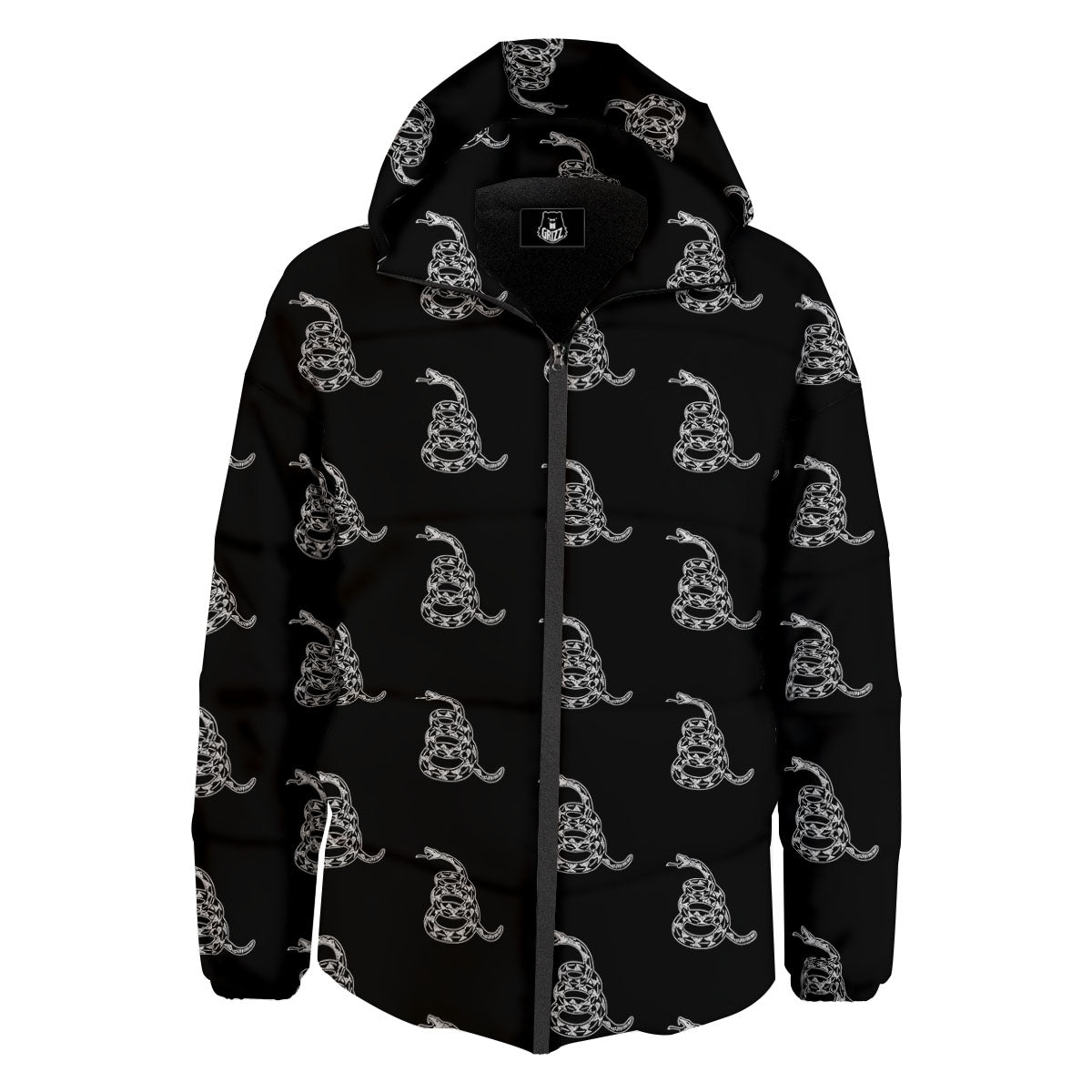 Gadsden Flag Symbol Print Pattern Down Jacket-grizzshop
