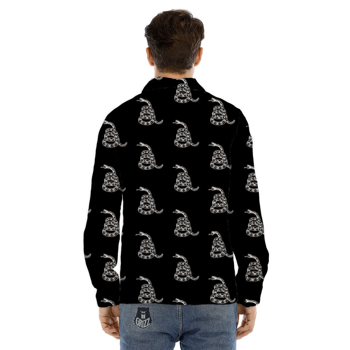 Gadsden Flag Symbol Print Pattern Men's Dress Shirts-grizzshop