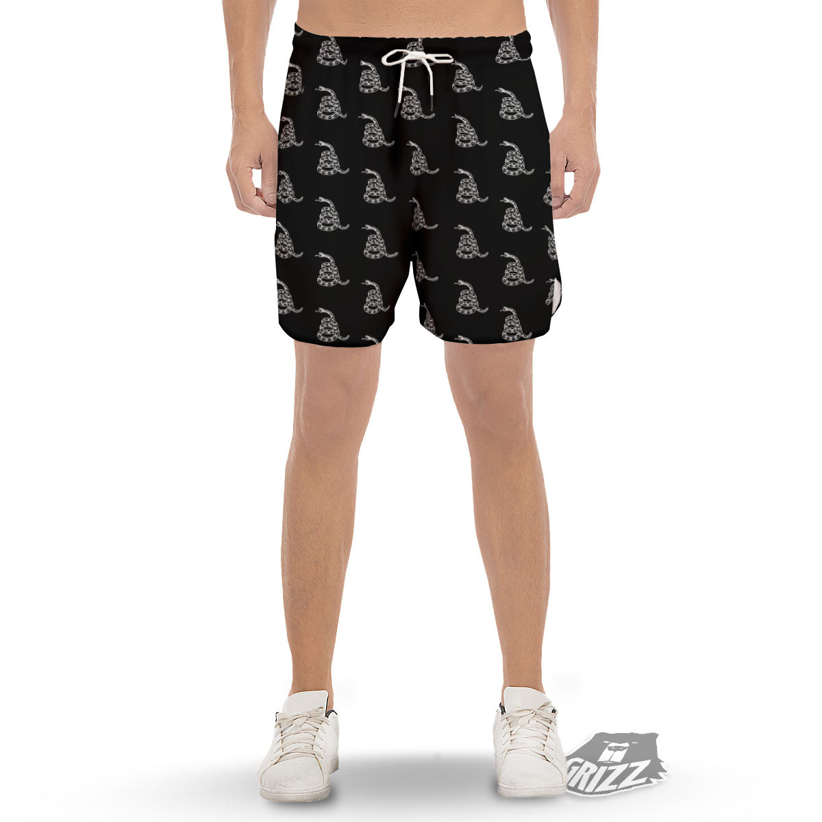 Gadsden Flag Symbol Print Pattern Men's Gym Shorts-grizzshop