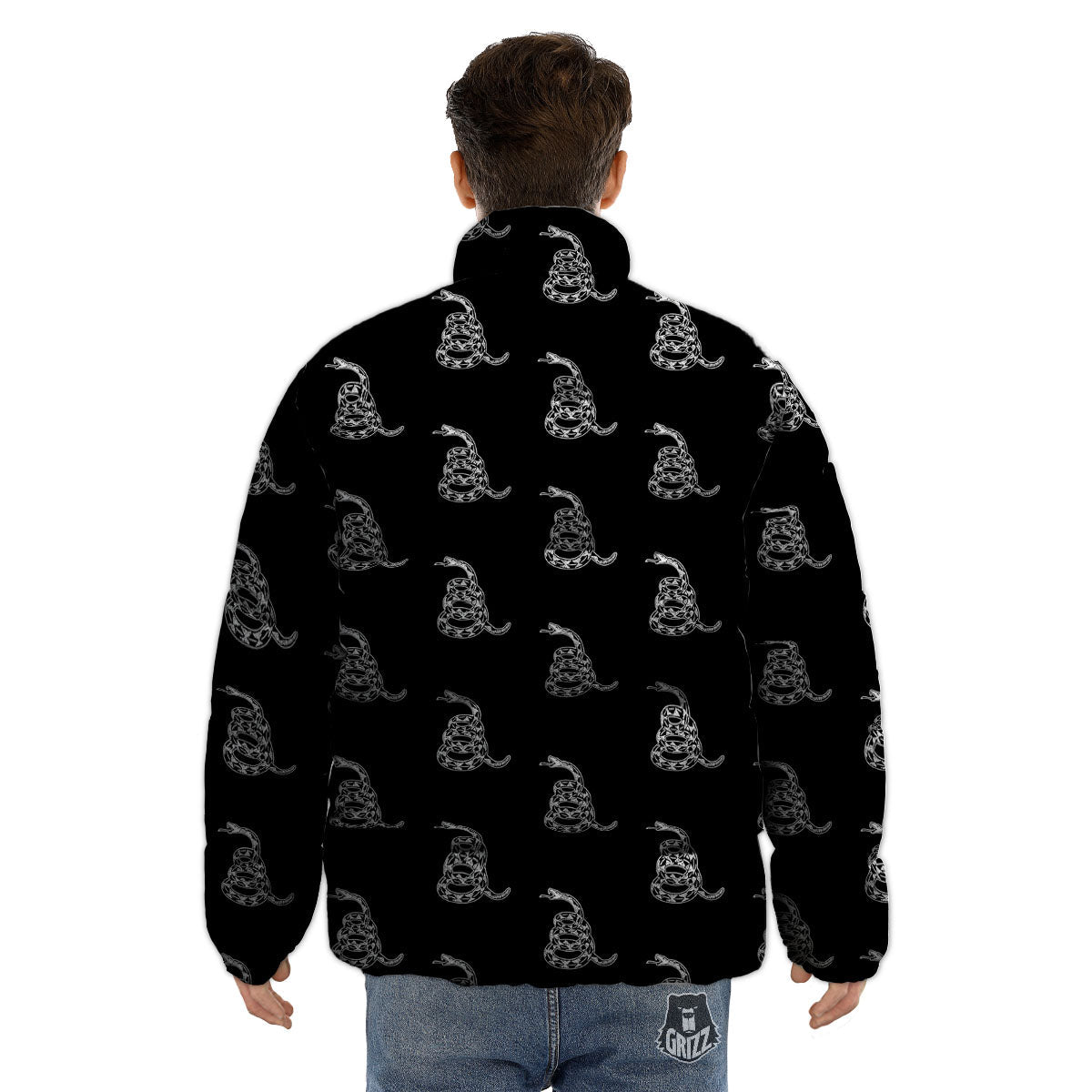 Gadsden Flag Symbol Print Pattern Puffer Jacket-grizzshop