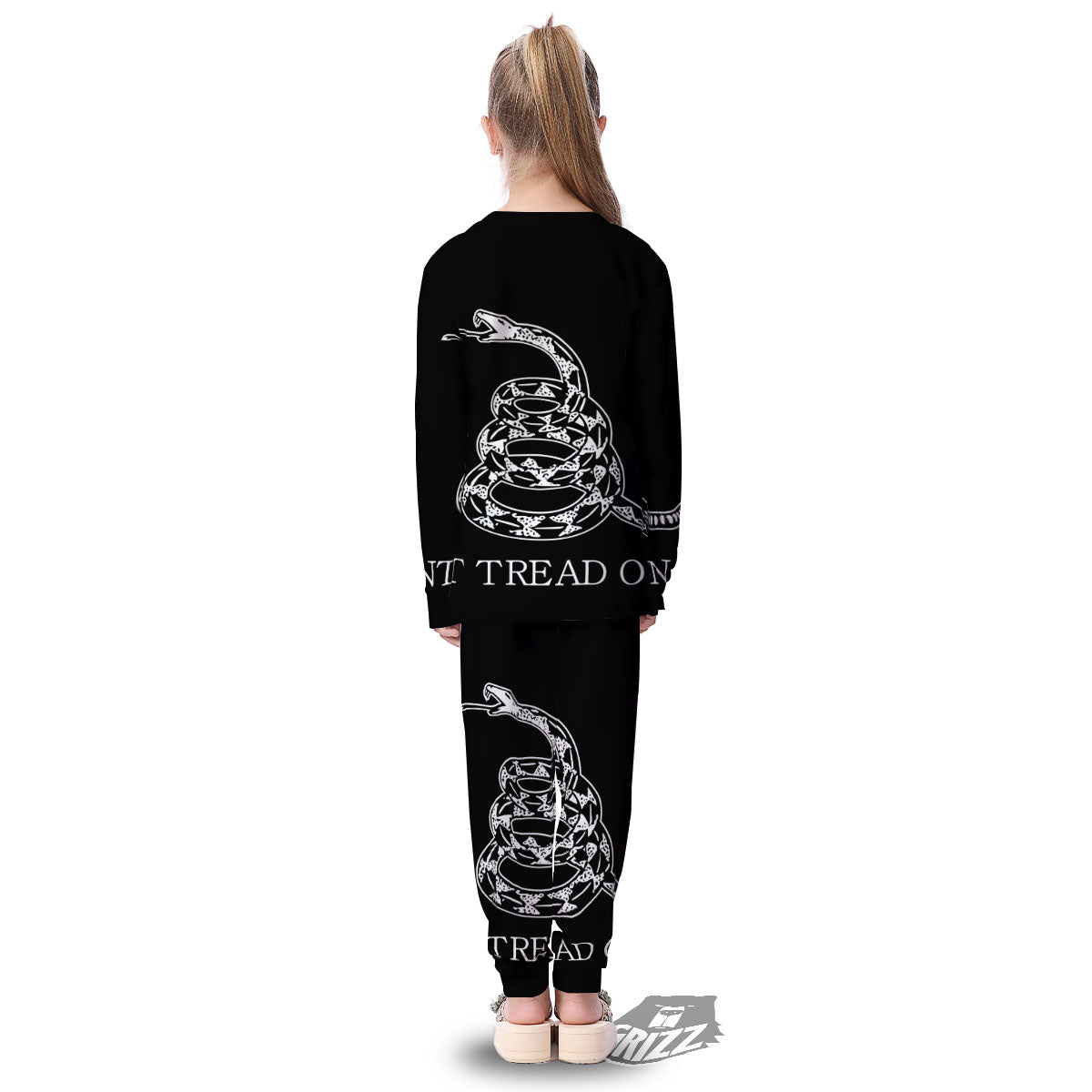 Gadsden Flag White And Black Print Kid's Pajamas-grizzshop