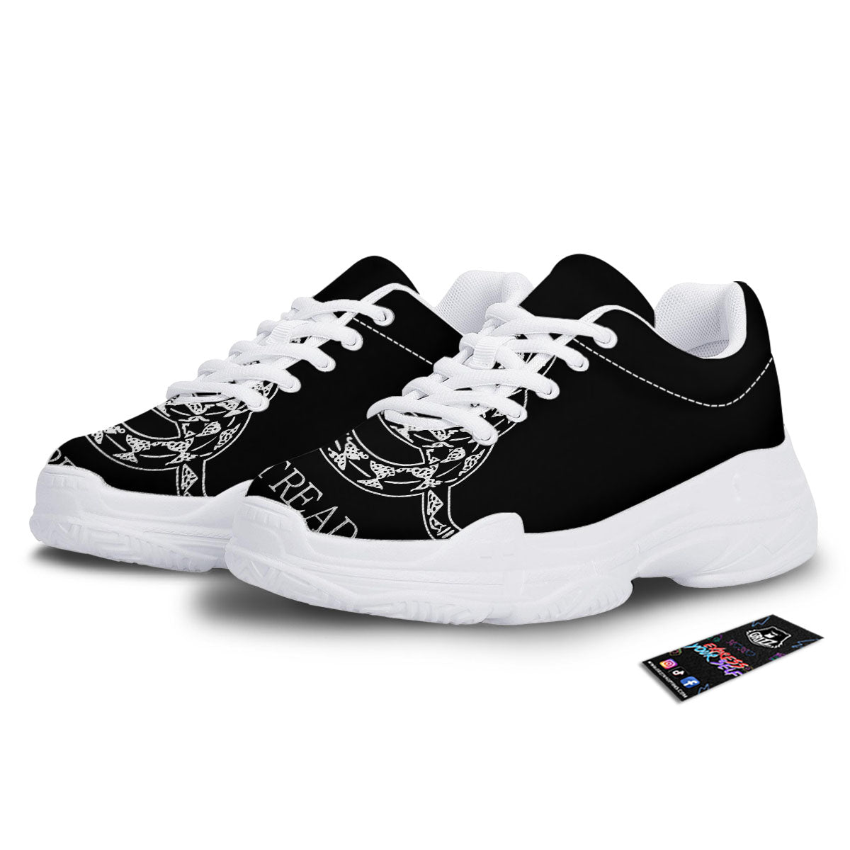 Gadsden Flag White And Black Print White Chunky Shoes-grizzshop