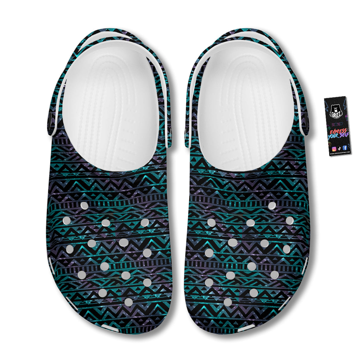 Galaxy Aztec Tribal Print Pattern Clog-grizzshop