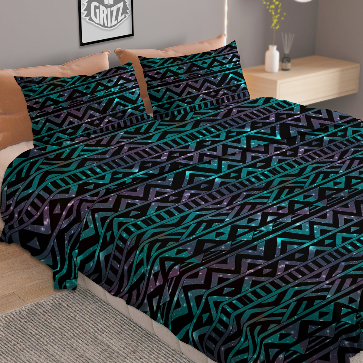 Galaxy Aztec Tribal Print Pattern Duvet Cover Bedding Set