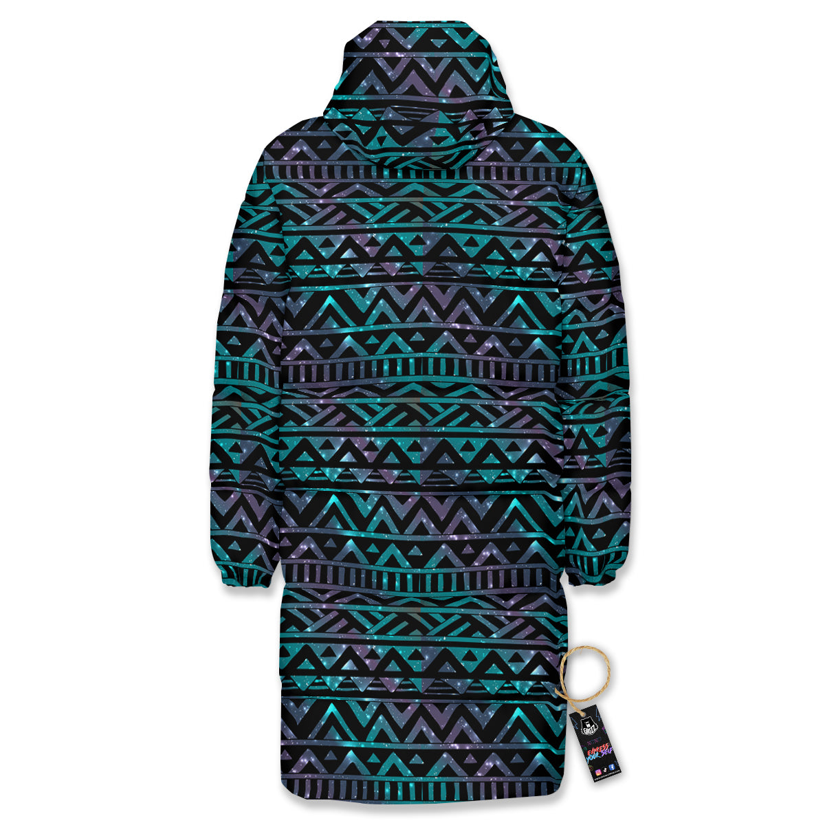 Galaxy Aztec Tribal Print Pattern Long Down Jacket