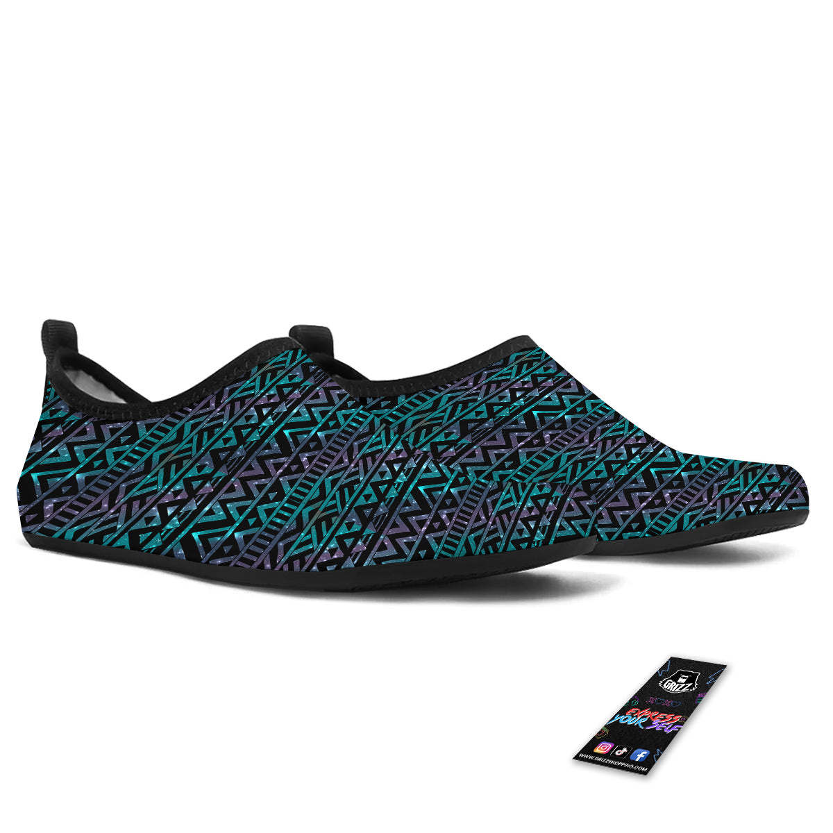 Galaxy Aztec Tribal Print Pattern Water Shoes-grizzshop