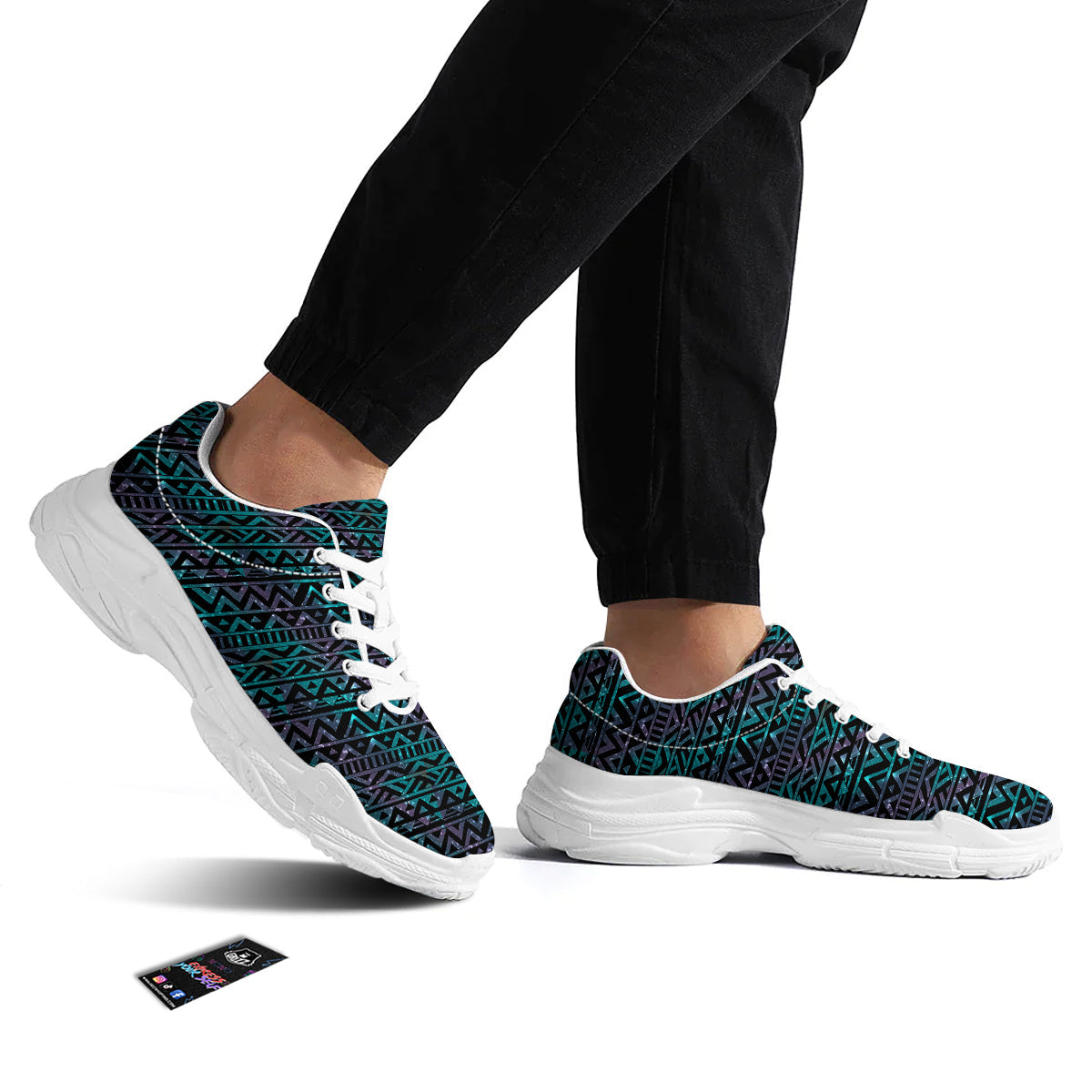 Galaxy Aztec Tribal Print Pattern White Chunky Shoes-grizzshop