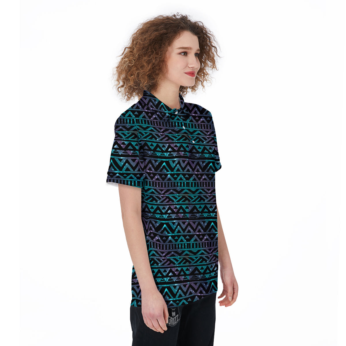 Galaxy Aztec Tribal Print Pattern Women's Golf Shirts-grizzshop