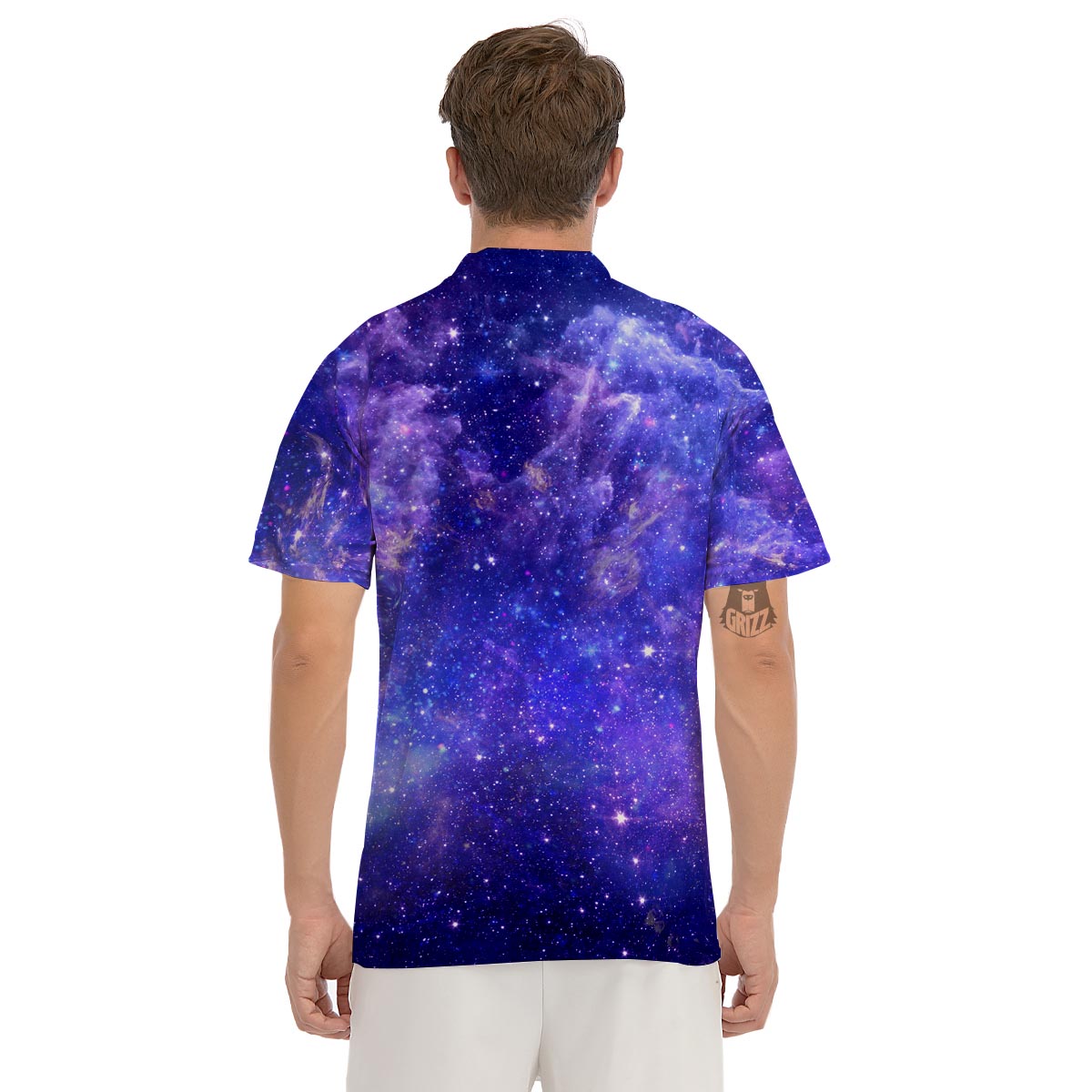 Galaxy Blue Space Men's Golf Shirts-grizzshop