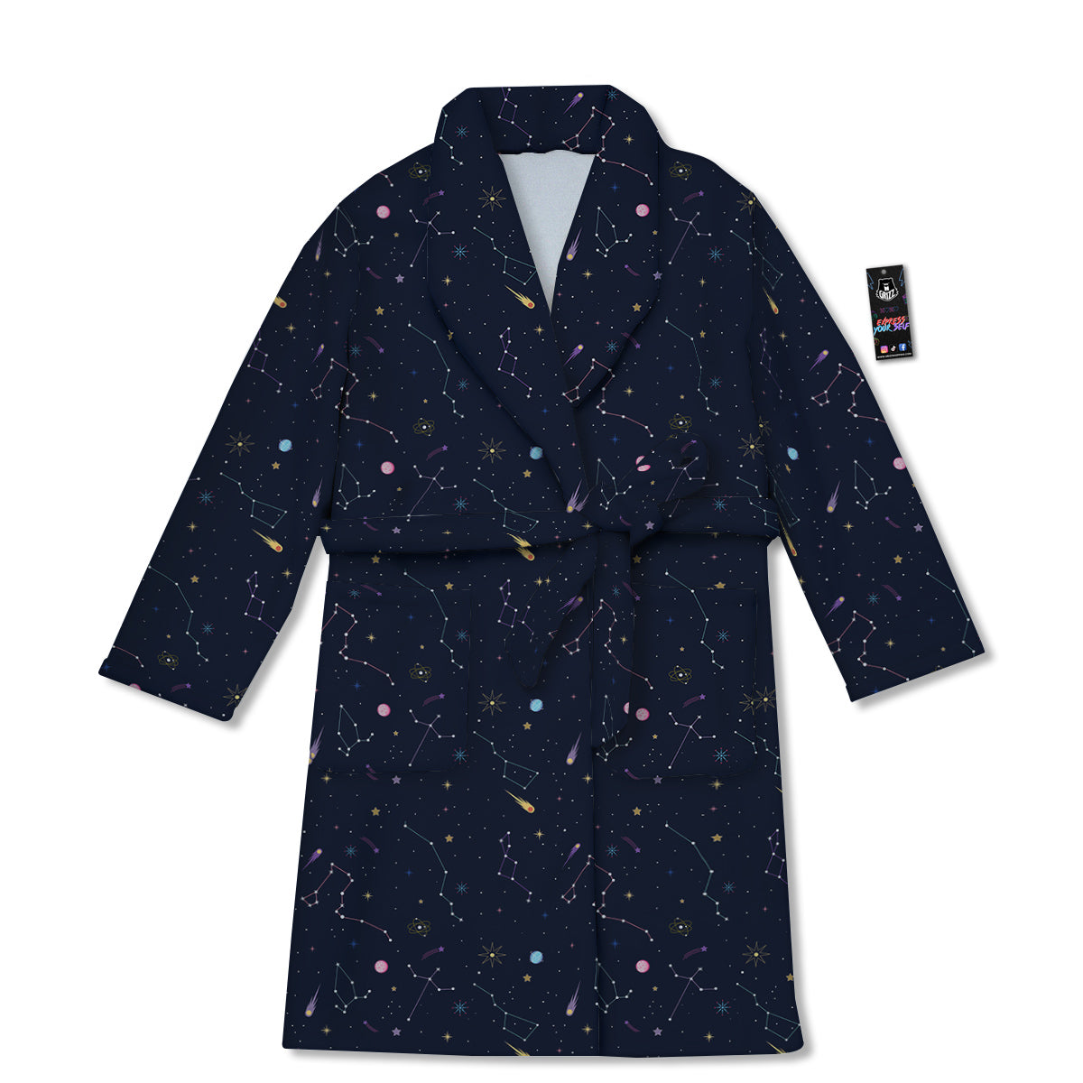 Galaxy Constellation Print Pattern Bathrobe-grizzshop