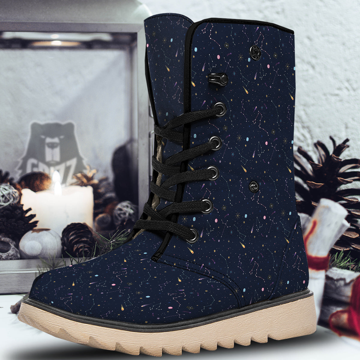 Galaxy Constellation Print Pattern Snow Boots-grizzshop
