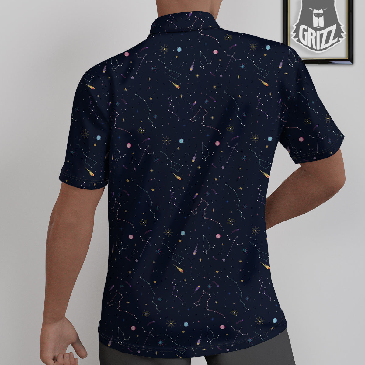 Galaxy Constellation Print Pattern Untucked Shirts-grizzshop