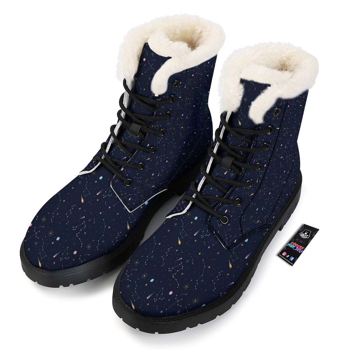 Galaxy Constellation Print Pattern Winter Boots-grizzshop