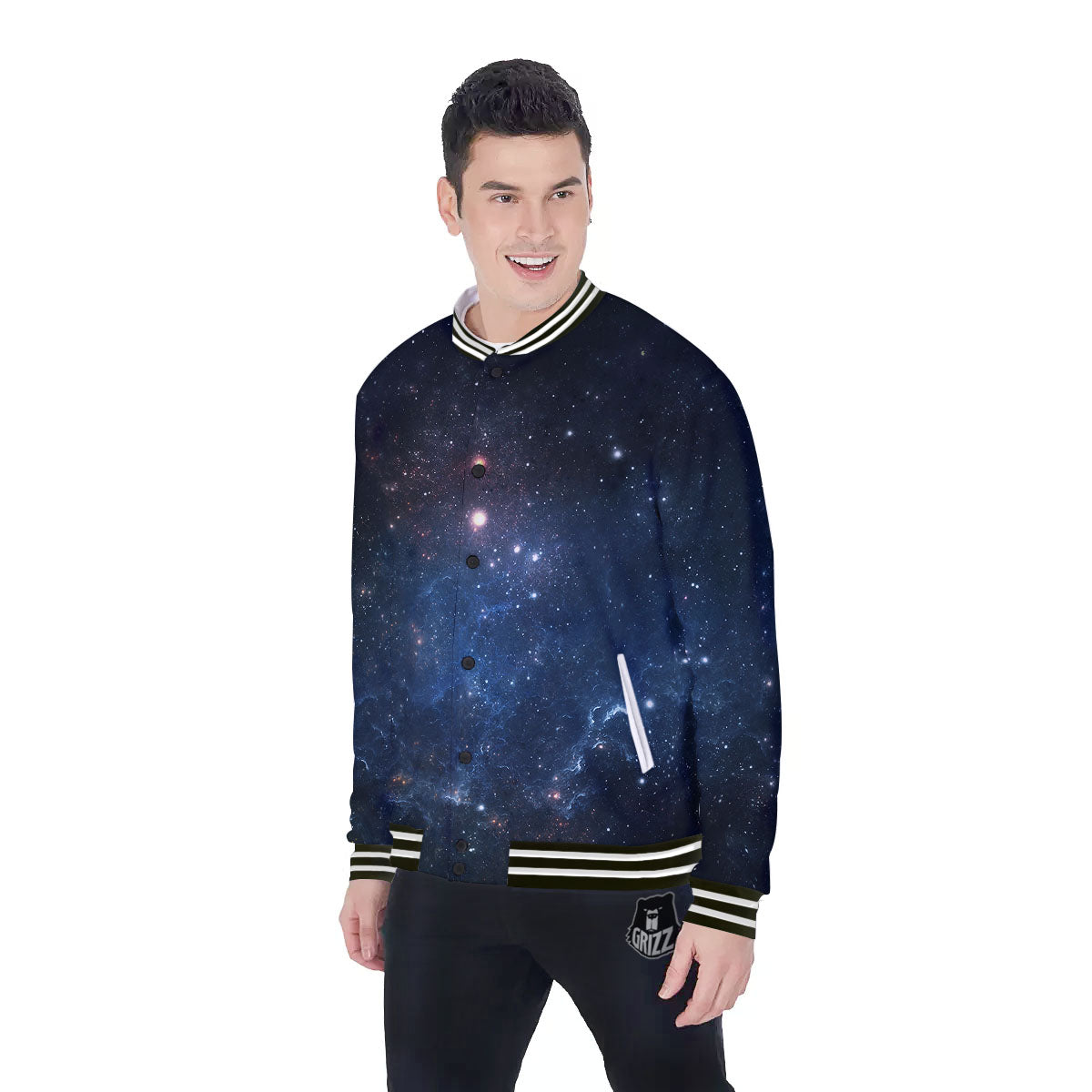 Galaxy Deep Space Dark Universe Print Baseball Jacket-grizzshop