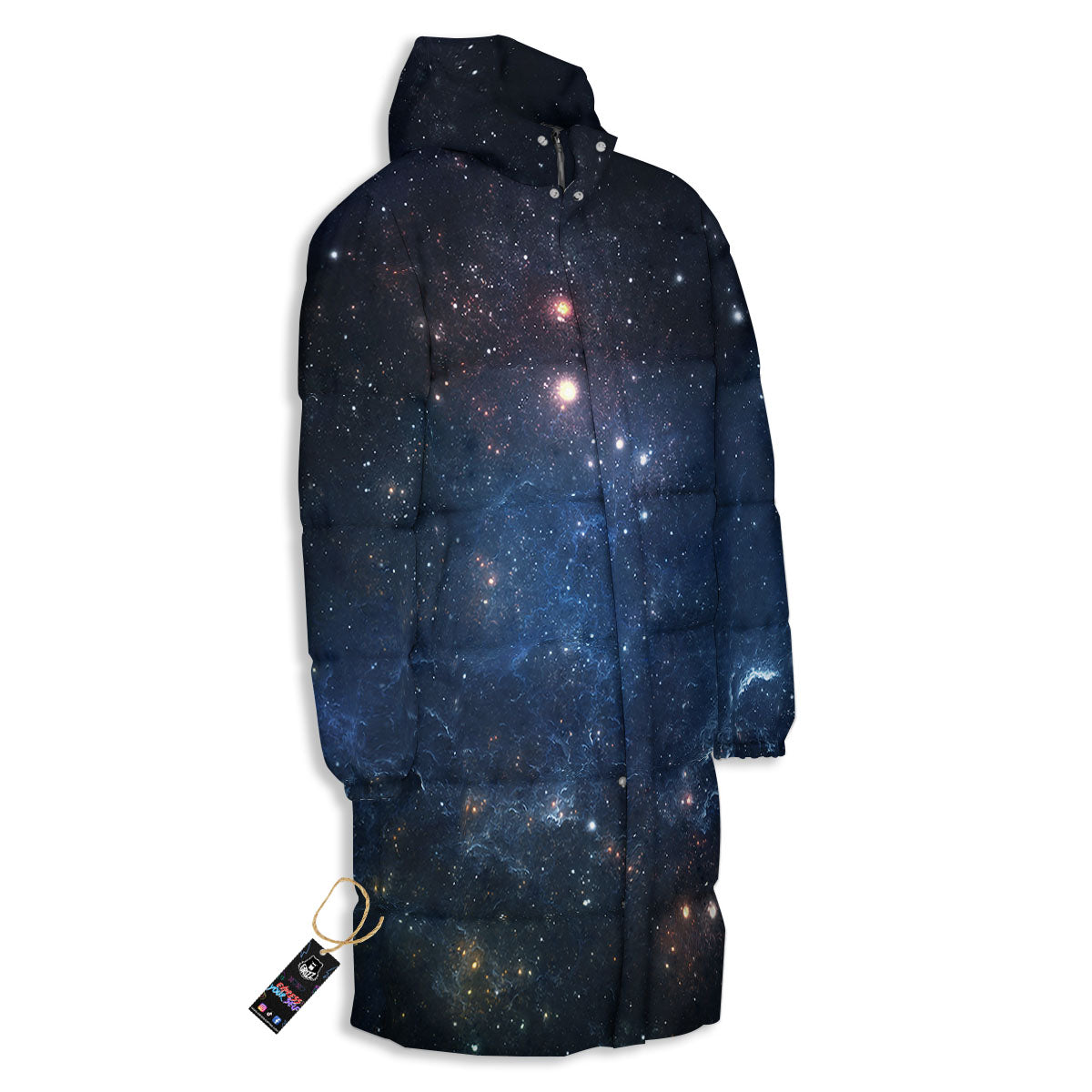 Galaxy Deep Space Dark Universe Print Long Down Jacket-grizzshop