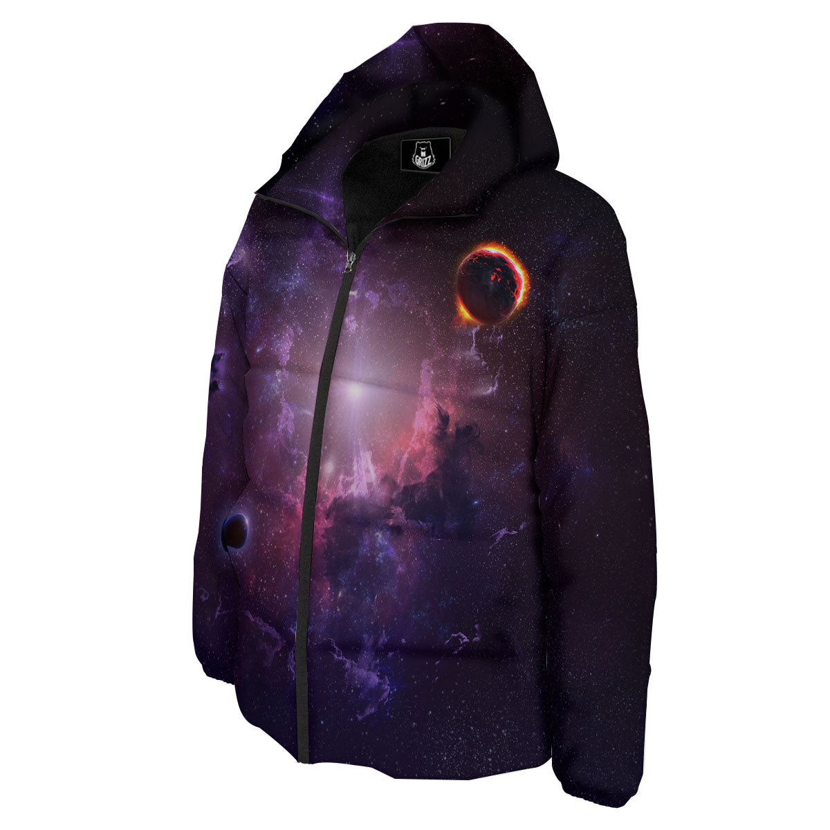 Galaxy Deep Space Light Stardust Print Down Jacket-grizzshop