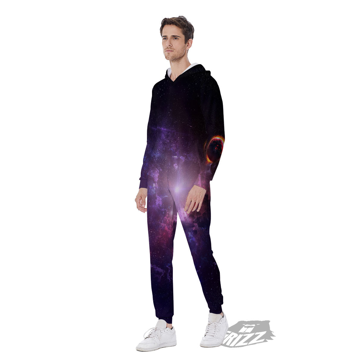 Galaxy Deep Space Light Stardust Print Men's Jumpsuit-grizzshop