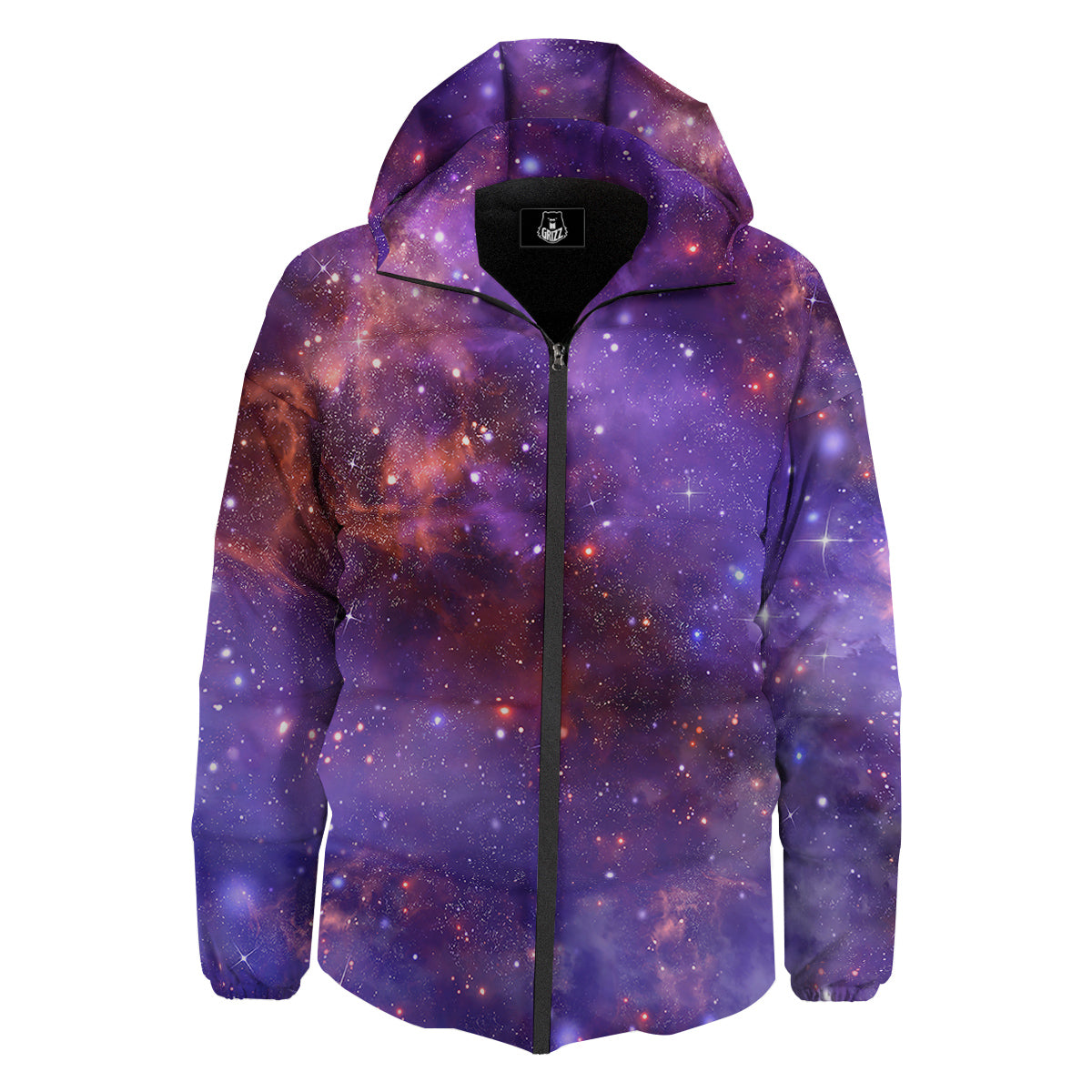 Galaxy Outer Space Dark Purple Print Down Jacket-grizzshop
