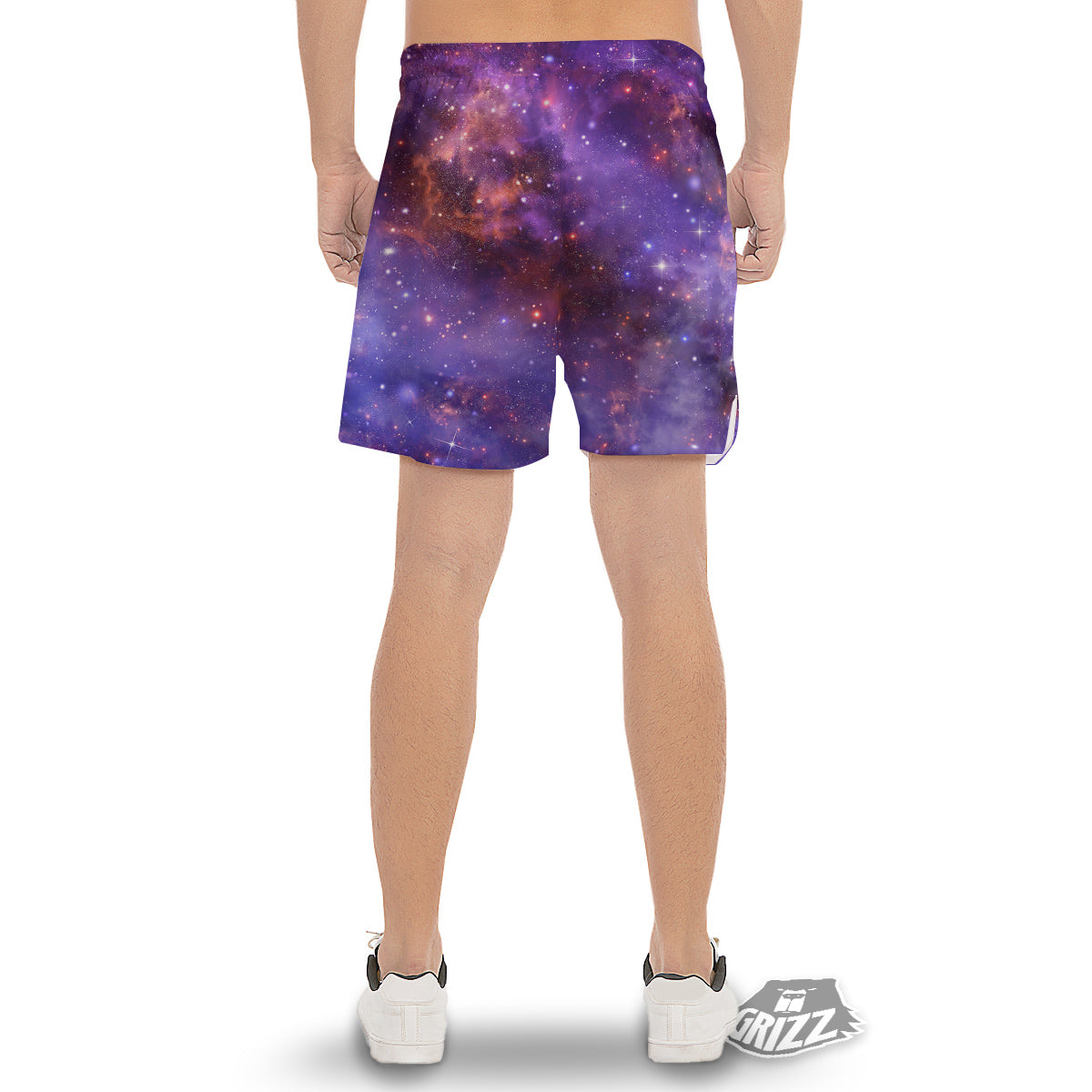 Galaxy Outer Space Dark Purple Print Men's Gym Shorts-grizzshop