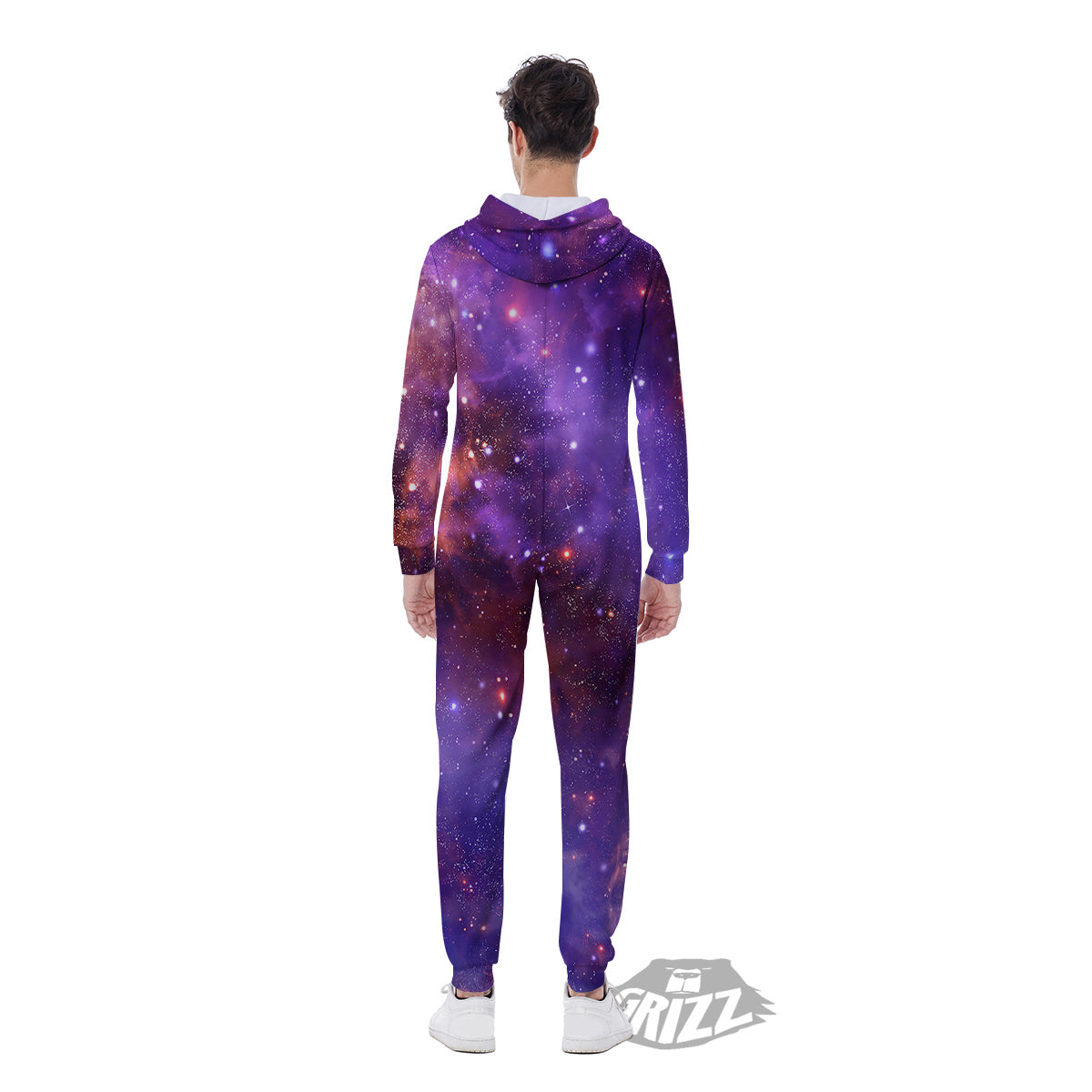 Galaxy Outer Space Dark Purple Print Men's Jumpsuit-grizzshop