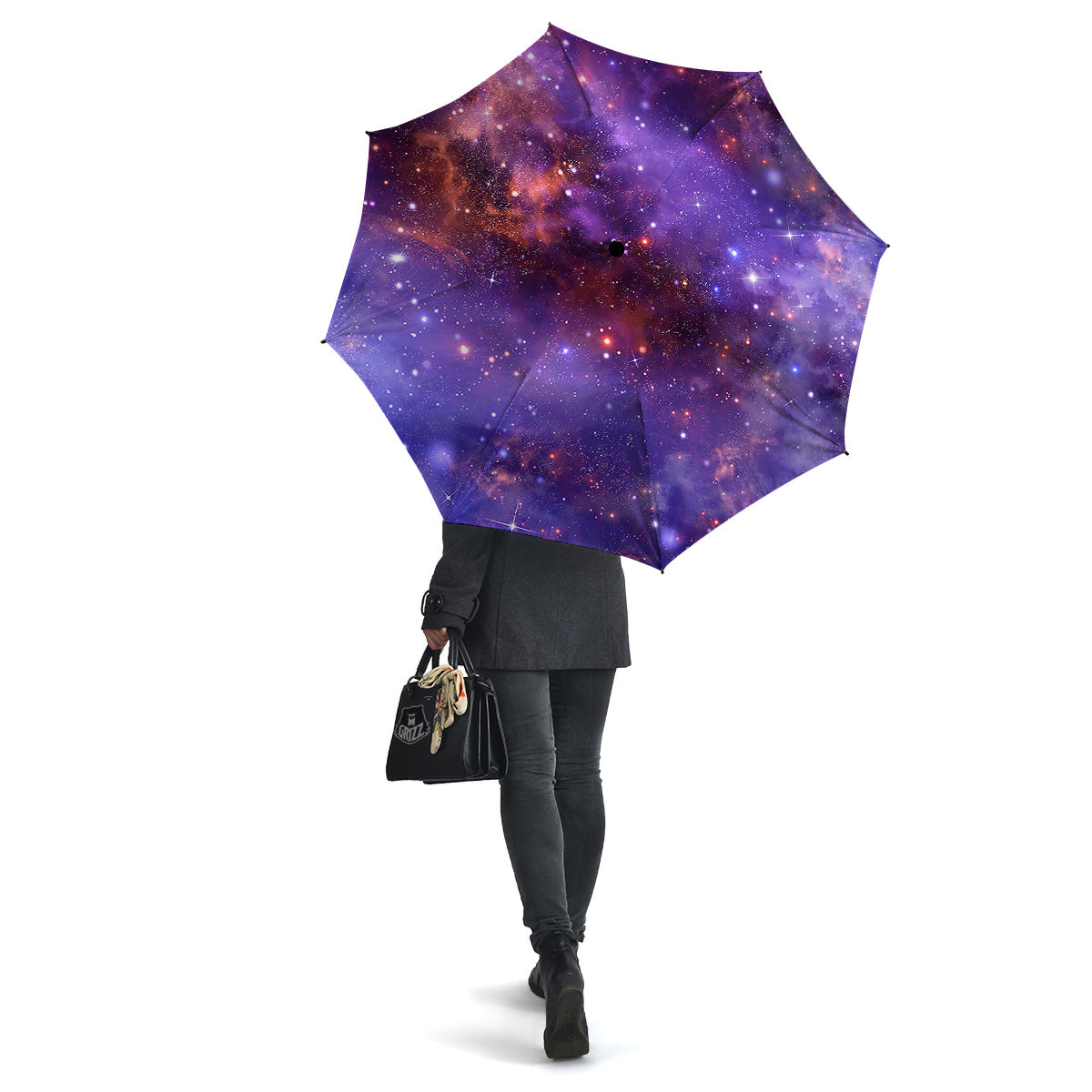 Galaxy Outer Space Dark Purple Print Umbrella-grizzshop