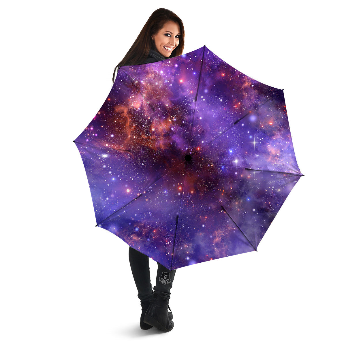 Galaxy Outer Space Dark Purple Print Umbrella-grizzshop