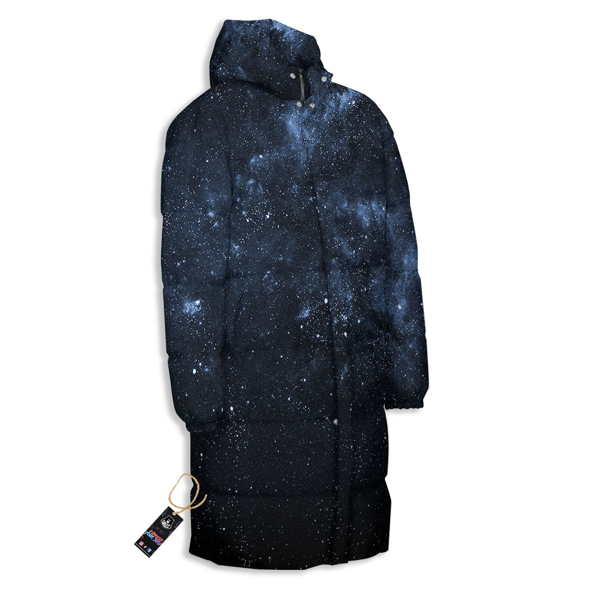Galaxy Outer Space Dark Universe Print Long Down Jacket-grizzshop