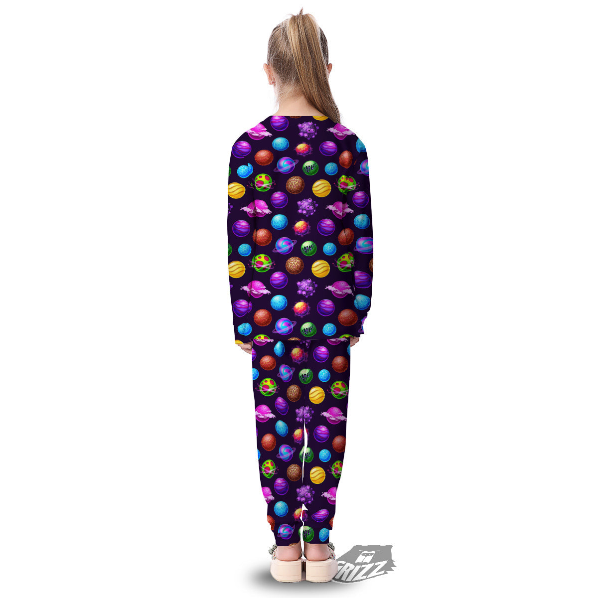 Galaxy Planets And Space Stars Colorful Print Pattern Kid's Pajamas-grizzshop