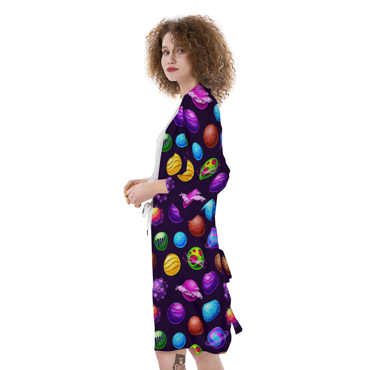 Galaxy Planets And Space Stars Colorful Print Pattern Kimono-grizzshop