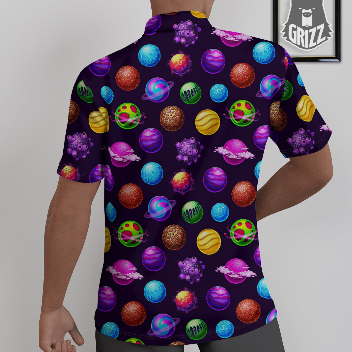 Galaxy Planets And Space Stars Colorful Print Pattern Untucked Shirts-grizzshop