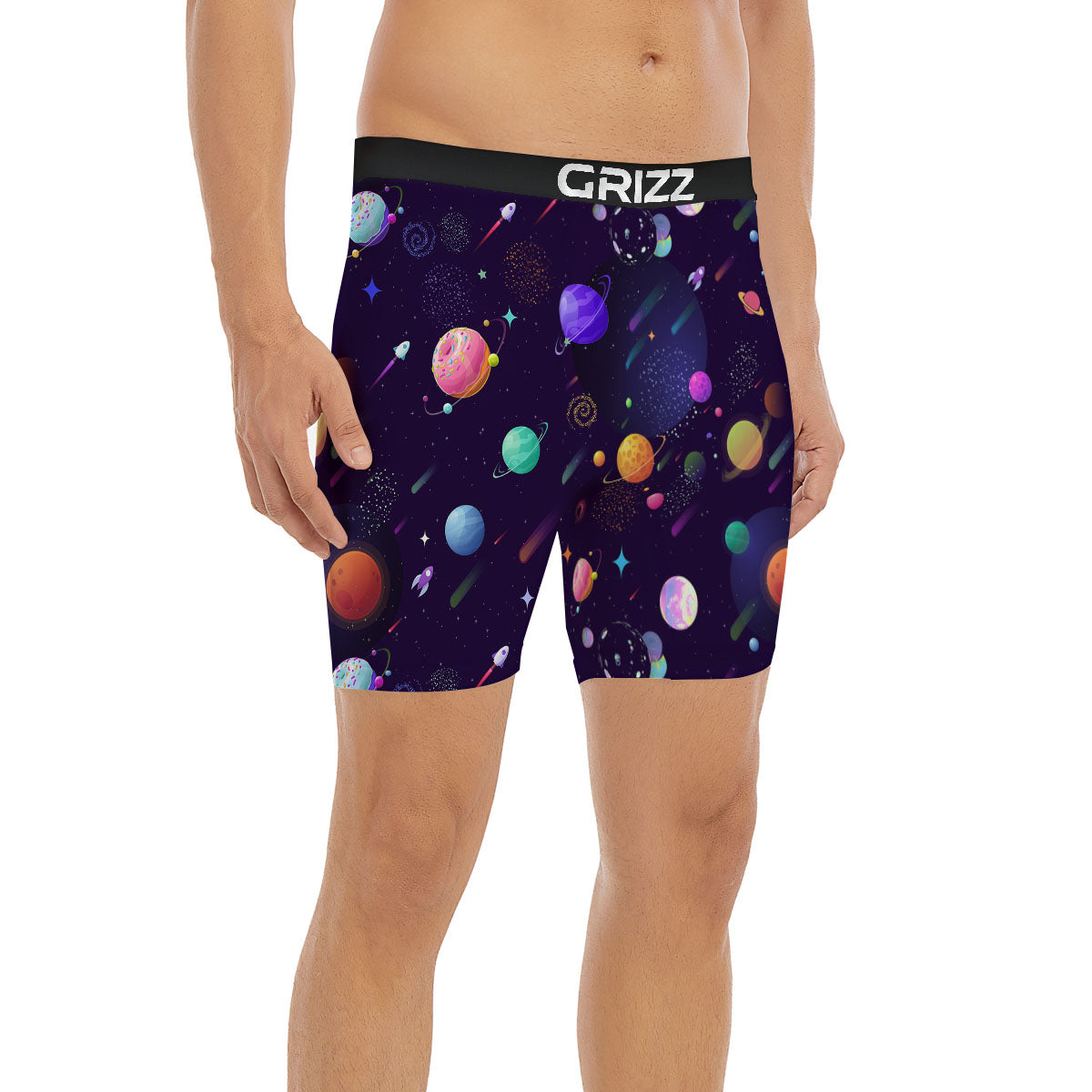 Galaxy Space Abstract Cartoon Print Boxer Briefs-grizzshop