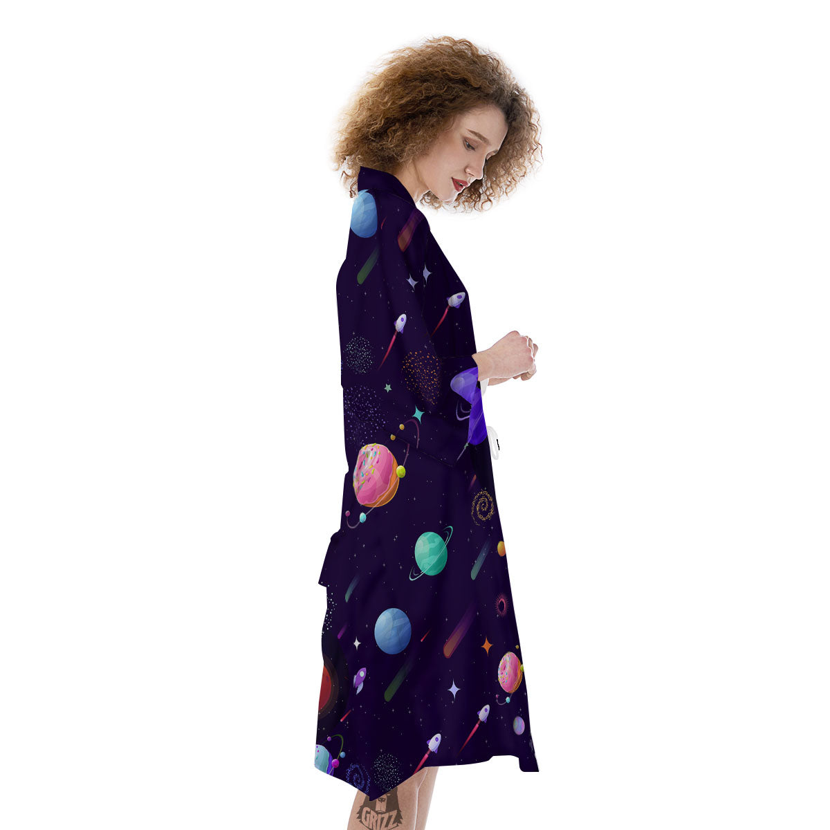 Galaxy Space Abstract Cartoon Print Kimono-grizzshop