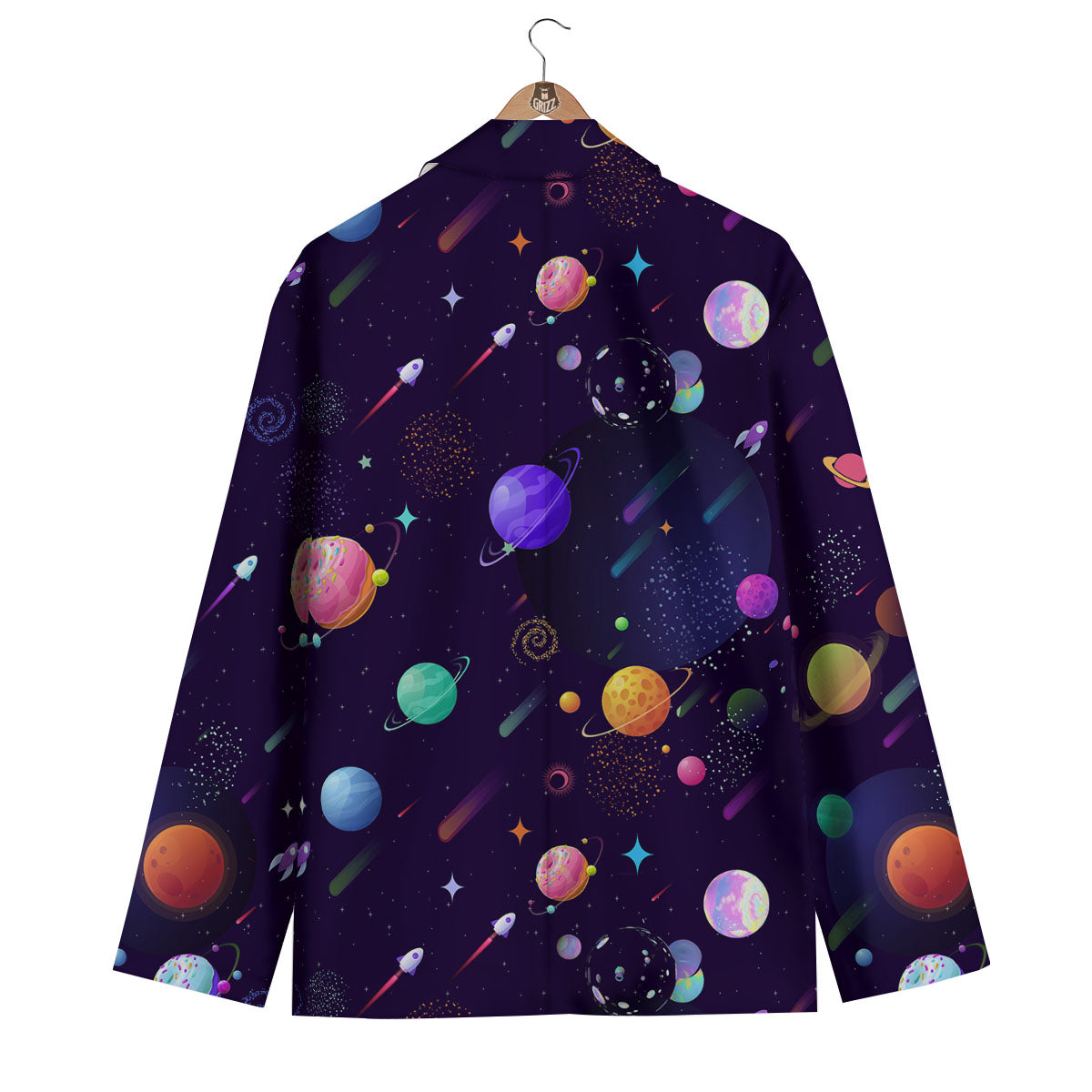 Galaxy Space Abstract Cartoon Print Men's Blazer-grizzshop