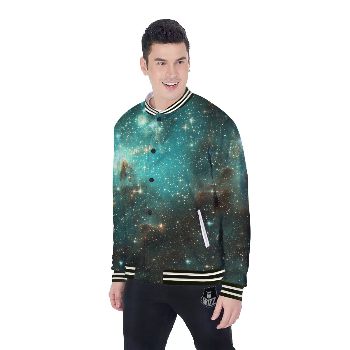Galaxy Space Abstract Cloud Nebula Print Baseball Jacket-grizzshop