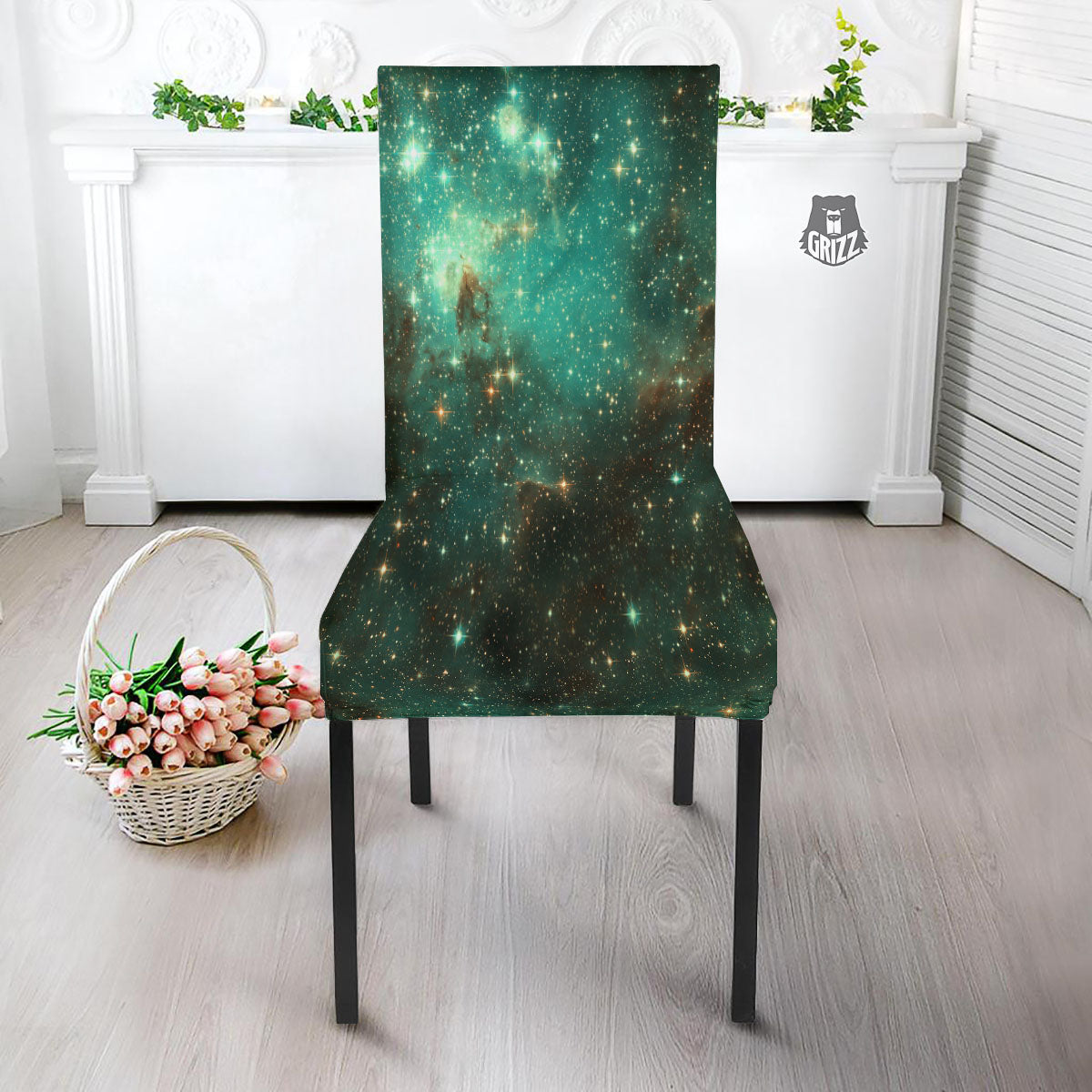 Galaxy Space Abstract Cloud Nebula Print Dining Chair Slipcover-grizzshop